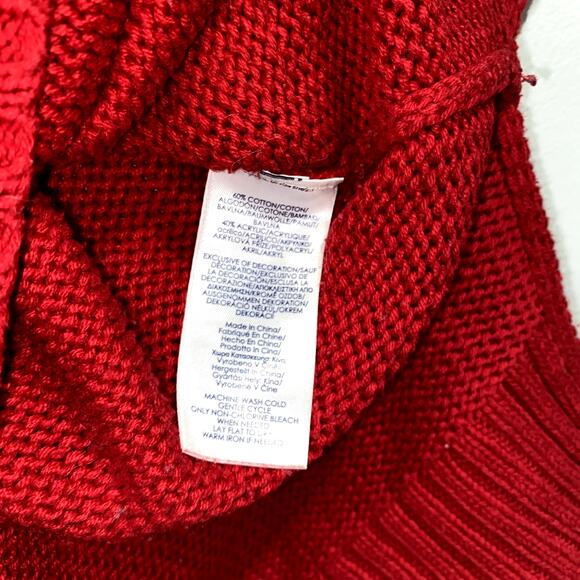 Chaps Red Cable Knit Sweater Long Sleeve Pullover Size S/P - Picture 9 of 9